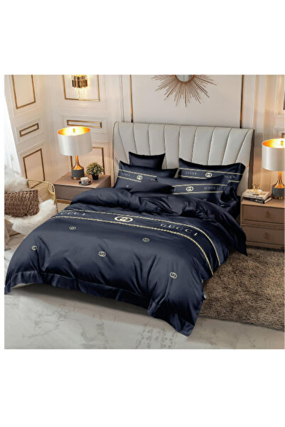 LAOBAN طقم ملاءات سرير 6 قطع من القطن، أسود، مقاس كينج