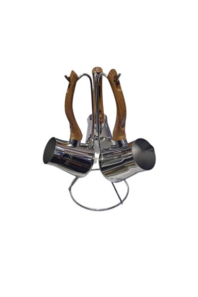 ÖZLİFE Gala Paslanmaz Çelik 4 Parça Ahşap Saplı Cezve Takımı 745