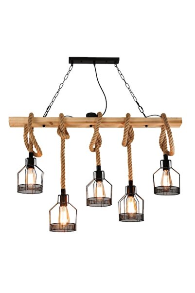 trandafi led Vintage Retro Chandelier, E27, with Adjustable Rope/Strap, 5 Arms
