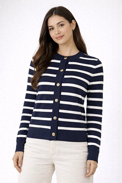ModaPlaza Women's Short Striped Cardigan 3294