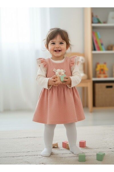 ruhaay طقم بناتي مكون من قطعتين بتفاصيل مطرزة وزهور