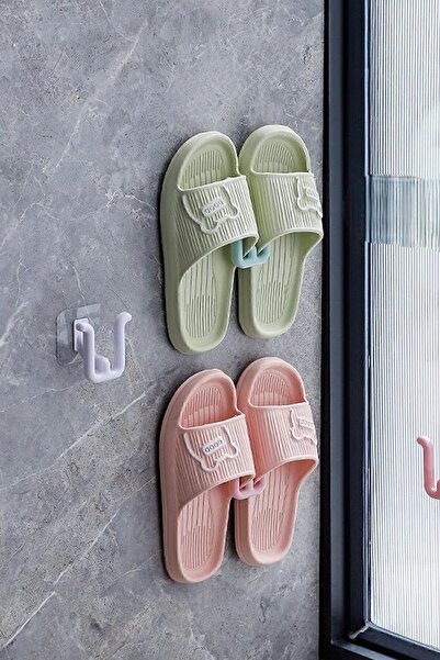 Mikasso 2 Adet Yapışkanlı Yazlık Kapı Banyo Terlik Asma Ayakkabı Askısı Tutuc...