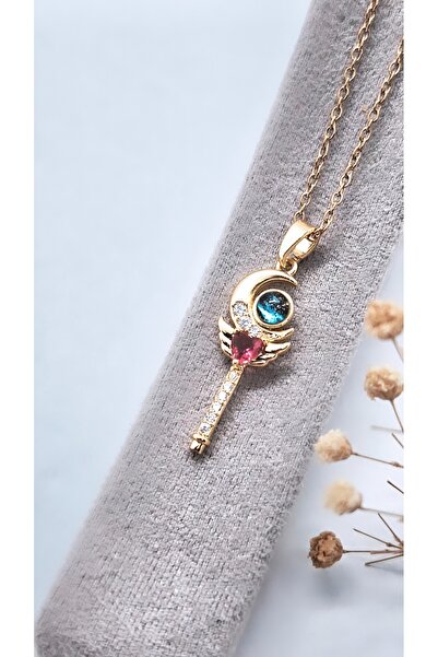 Serenity Hanging Crescent Figure Steel Necklace