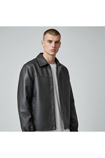 Thebomb Men's Black Leather Jacket