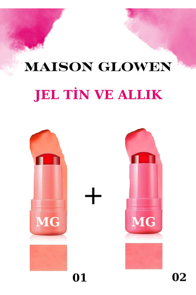 MAISON GLOWEN İkili Set JEL Lip To Cheek Tint Ruj Ve Allık 01 ve 02