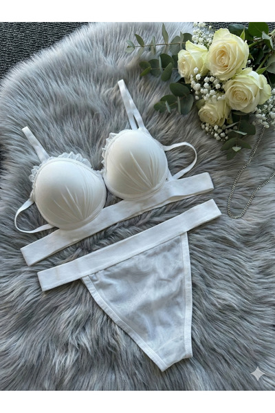 Biraltı Moda Padded Supported Lace Bra Panty Set