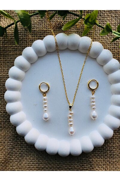 Luba Gerçek İnci Kolye Küpe Set 4 mm Kararmaz