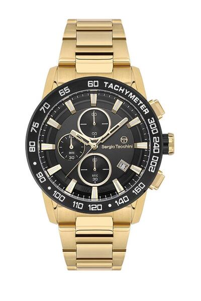 Sergio Tacchini St.1.10456-5 Water Resistant Tachymeter Functions Active Gold...
