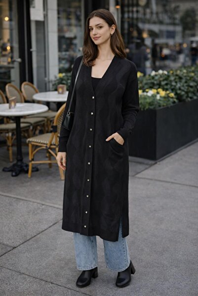 ModaPlaza Women's Corded Fabric Long Cardigan 3257