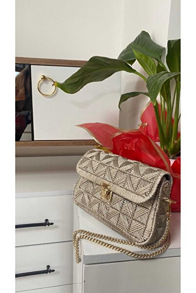 MCGRUP Hand Knitted Bag Polyester Beige Color