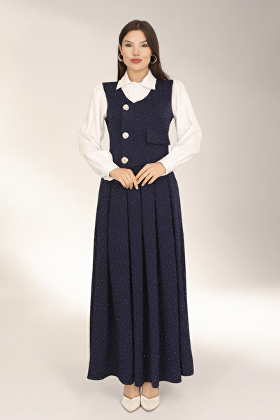 Asya Karen Liva Stone Embroidered Shirt Detailed Dress