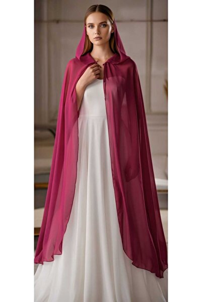 MODA NUR Pelerina, Pelerina cu glugă, țesătură din șifon, pelerina de culoare...