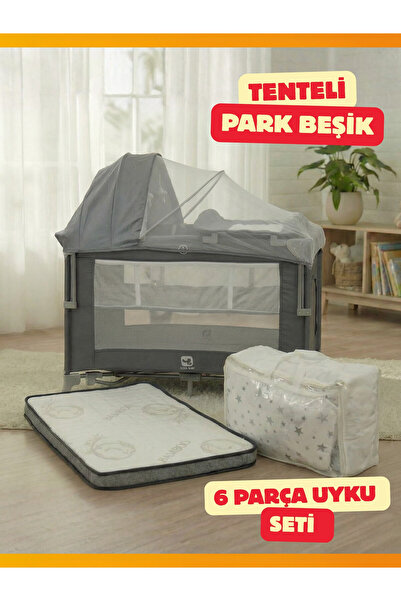 modabebekler 6 in 1 Premium ile Tenteli Park Beşik, Sallanır, Tekerlekli, Asa...