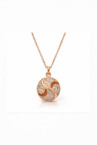 POYASE Rose Gold Stone Round Necklace – Elegant and Sparkling Special Design ...