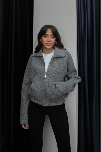 Havoş Smoked Alvaro Wool Blend Zippered Cardigan