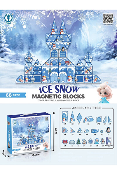 YILDIRIM OYUNCAK Oyuncak İce Now Karlar Ülkesi Manyetik Puzzle Block 68 Parça...