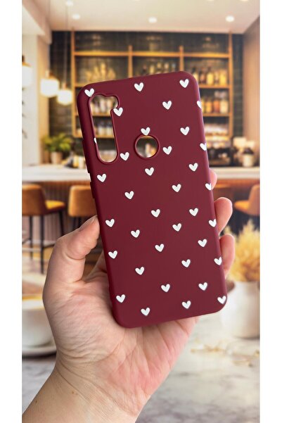 Vip Case Xiaomi Redmi Note 8 Compatible White Heart Patterned Silicone Shock-...