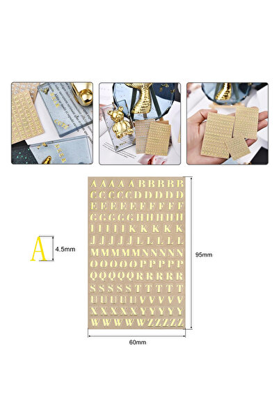 Getshopmini Epoksi Harf Sticker Çıkartmalı Sticker Harf Gold 45mm