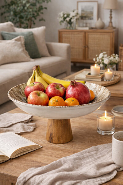 Evila Ayaklı Porselen Sunumluk & Meyvelik – Dekoratif İkram Standı 27,5cm