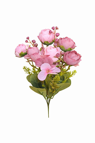 OEM Artificial pink bouquet with purple accents, roses and camellias on a sin...