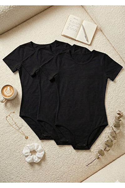 Loule 3-Pack Crew Neck Short Sleeve Snap-On Bodysuit - 95% Cotton Anti-Sweat ...