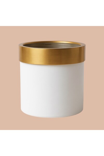 ERHAN FLOWERS Aura Metallic Serisi saksı - Minimalist Tasarım 25x25 cm (BEYAZ...
