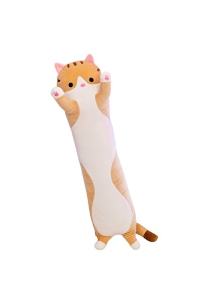 OEM Pisică de pluș MoreJieka, 70 cm, alb/maro