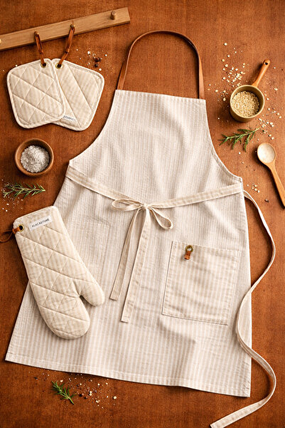 Alacastore Cotton Vintage Leather Detail Kitchen Set