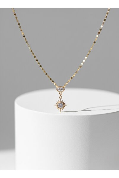 Luvıa accesoreis Gold Ezme Zincir Minimal Kutup Yıldızı Uclu Kolye