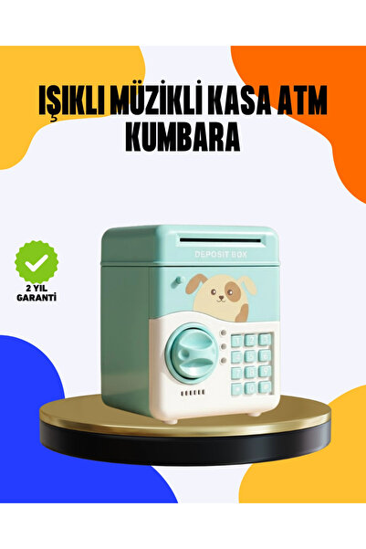 Epilons Çocuklar İçin Su Yeşili Atm Kasa Tasarımlı Şifreli Kumbara