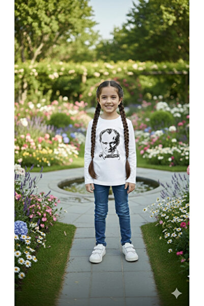 Parti Kırtasiye Kız Çocuk Unisex Tişört Atatürk Baskılı Uzun Kollu Rahat Günl...