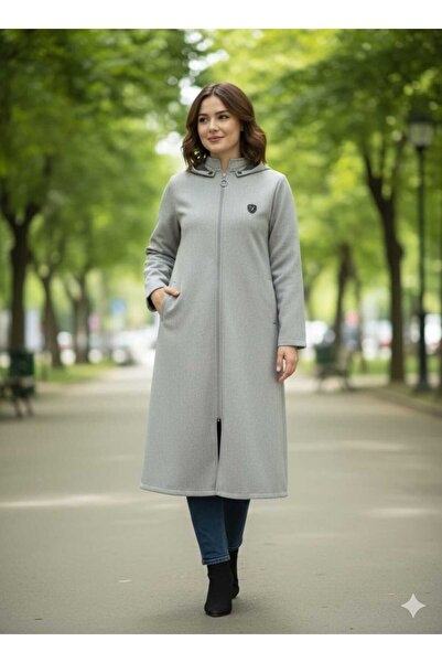 Hakko Tak Çıkar Şapkalı Ara Boy Kaşe Manto