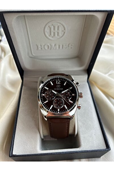 Homies ساعة يد رجالية بحزام جلدي مع ضمان لمدة عامين كهدية