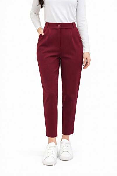 Maison La Femme Women's Pants High Waist Pleated Carrot Leg