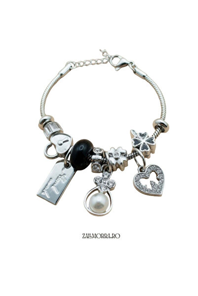 NO BRAND Brățara Charm Silver – Lucky Heart Edition
