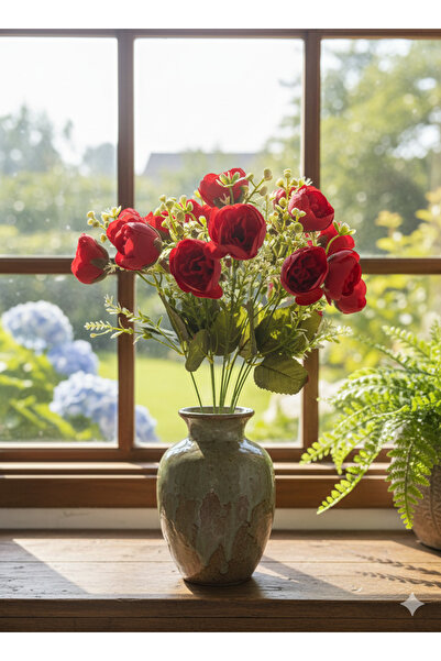 BUKET X Kırmızı Şakayıklı Fındık Gülü 45 Cm