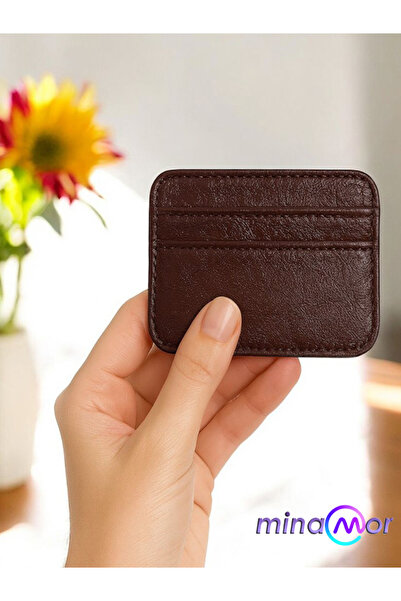 Minamor حامل بطاقات من الجلد الصناعي