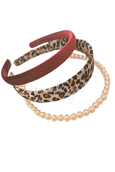 pegu baby collection Red Velvet 3-Piece Crown, Pearl Crown, Leopard Pattern C...