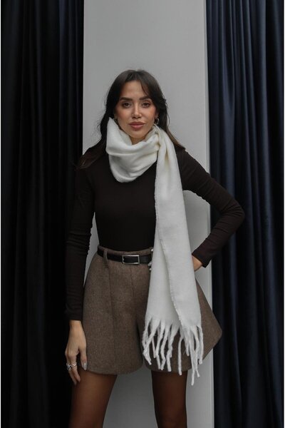 Havoş Eșarfă cu franjuri ecru