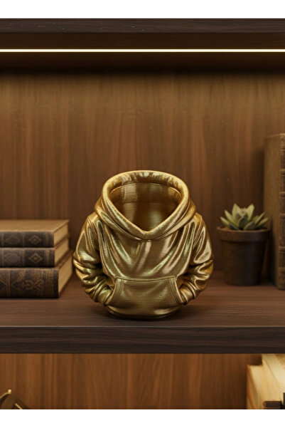CT STONES Gold Hoodie Pen Holder 10X10 cm Desk Top Organizer