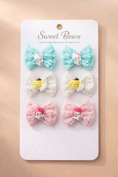 Laria Minik Karakterler Tatlı Taşlı Toka 6' Lı Set Bebek Çocuk Klipsli