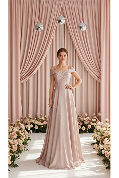 dml giyim Madonna yaka simli elbise