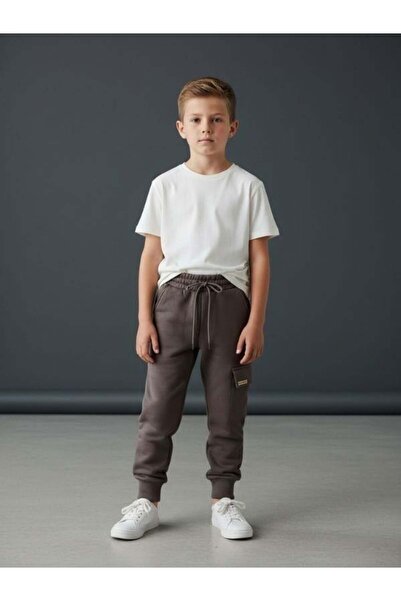 Zekids Boy's Cargo Pocket Pack Fleece-Lined Tracksuit Bottoms