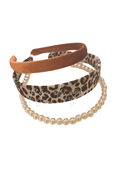 pegu baby collection Orange velvet 3-piece crown, pearl crown, leopard patter...