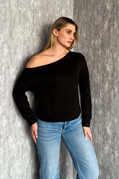 ModaPlaza Women's Boat Neck Shoulder Dropped Long Sleeve Blouse 22185