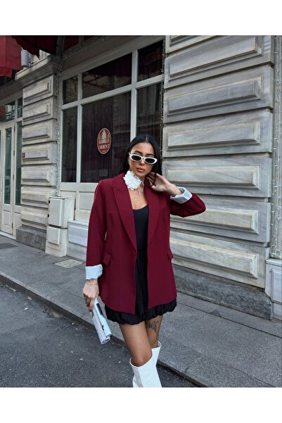 Esma moda tasarım Astarı Çizgili Blazer Ceket