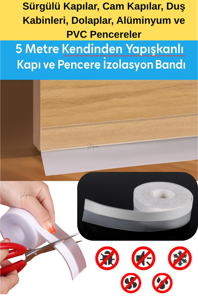 Shopura Şeffaf Rüzgar Geçirmez Silikon Sızdırmazlık Şeridi Kapı Sızdırmazlık ...