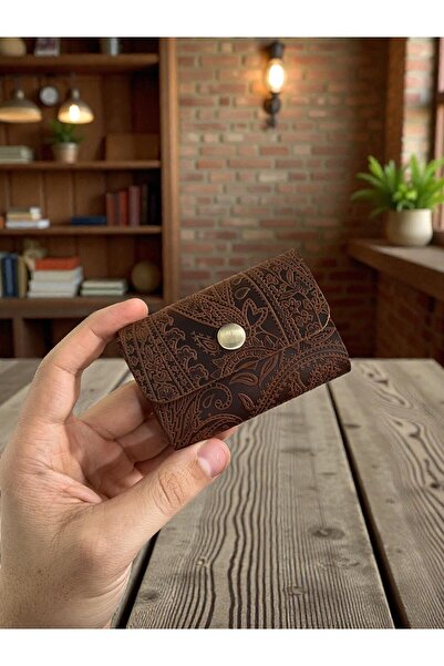 TeriArte Hakiki Deri Avuçiçi Kartlık, Gerçek Deri Minimal Kartlık, Tek Çıtçıt...