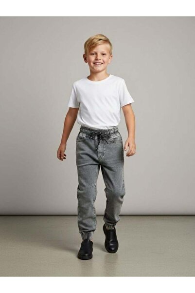 Zekids Boy's Soft Textured Jeans with Elastic Waistband and Cuffs
