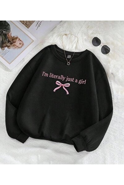 Oceanwear سويت شيرت نسائي مطبوع ذو ياقة دائرية ولون أسود سادة